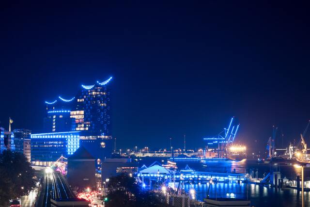 Hamburg Elbphilharmonie at night in the light of night Hamburg