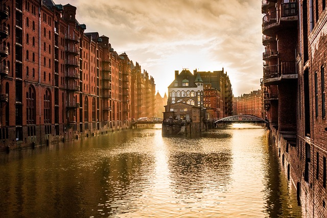 Spreicherstadt area with bridges and houses