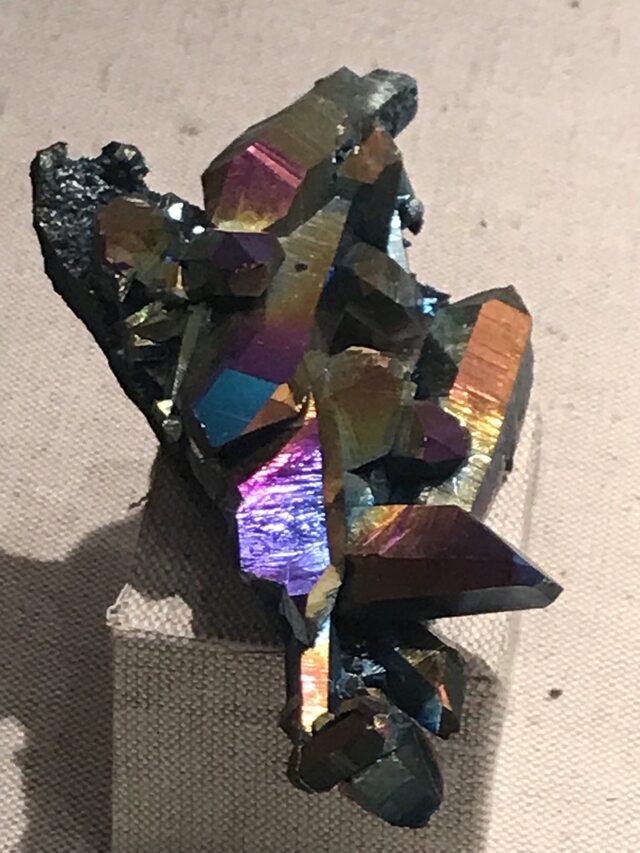 Bright multi-colored crystalline mineral